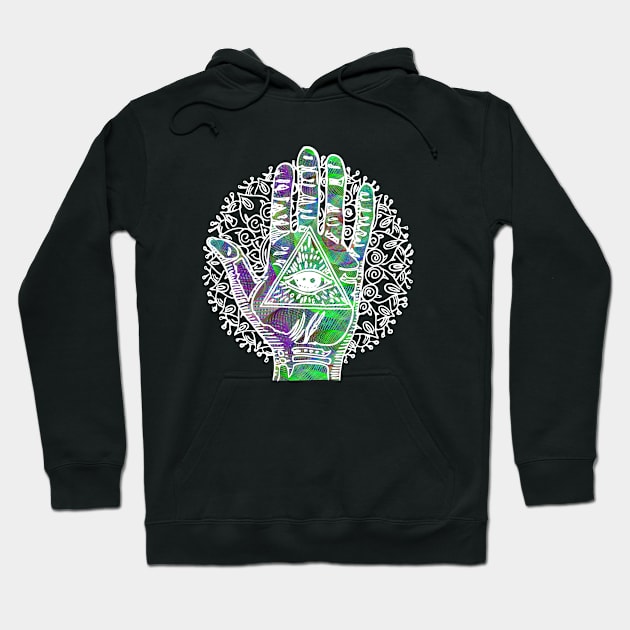 Psychedelic Hamsa Hand Surreal Spiritual Hippie Hoodie by MintedFresh